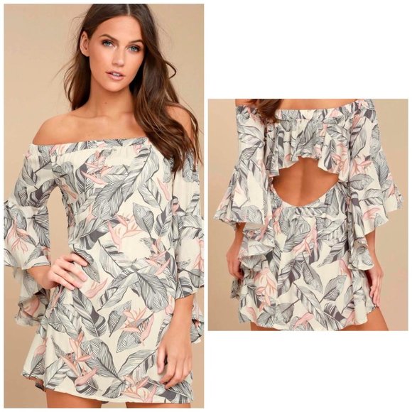 Lulus Dresses & Skirts - Sun-Drenched Daydream Off-the-Shoulder Dress CN